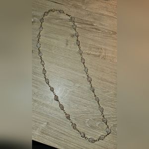 Vintage Rose Quartz Gold Wire Wrapped   Necklace